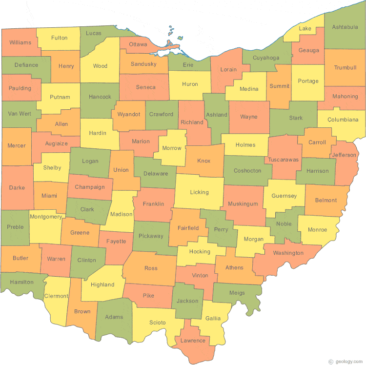 Ohio county map