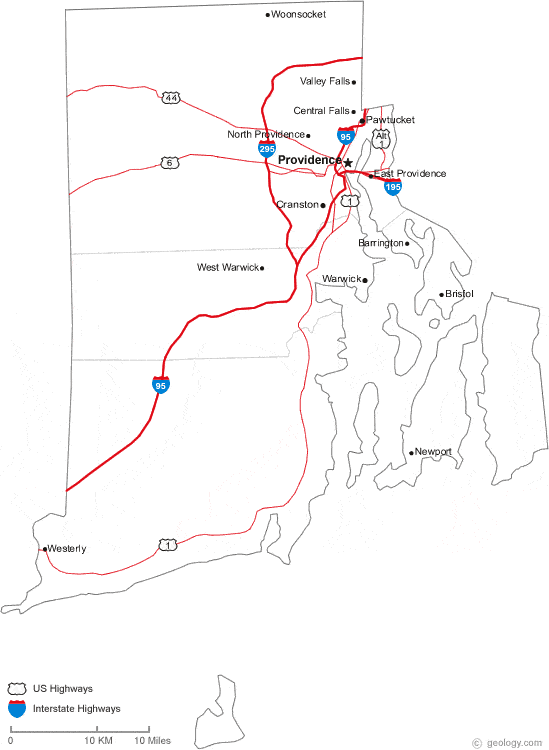 map of rhode island cities and towns. Map of Rhode Island Cities