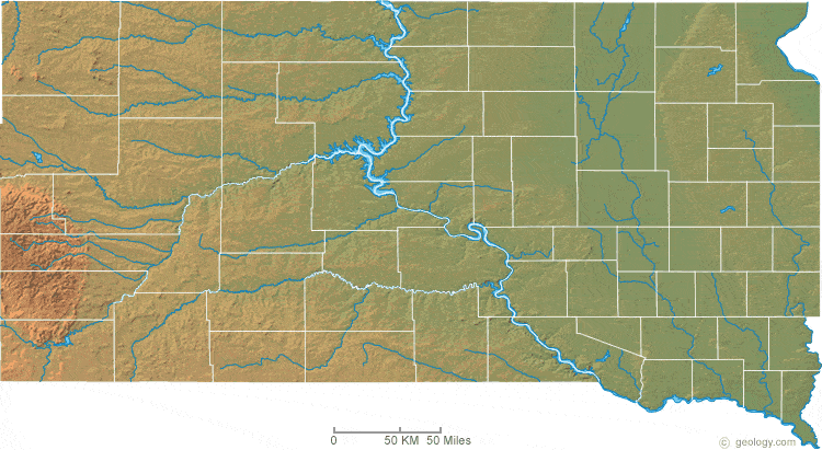 South Dakota Physical Map And South Dakota Topographic Map 7872