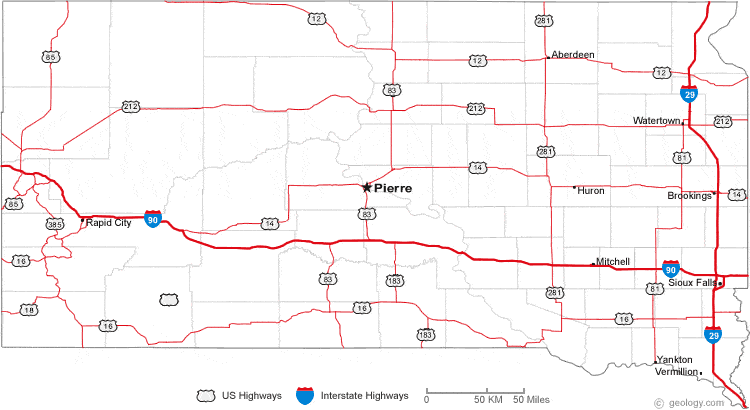 map of south dakota rivers. Map of South Dakota Cities