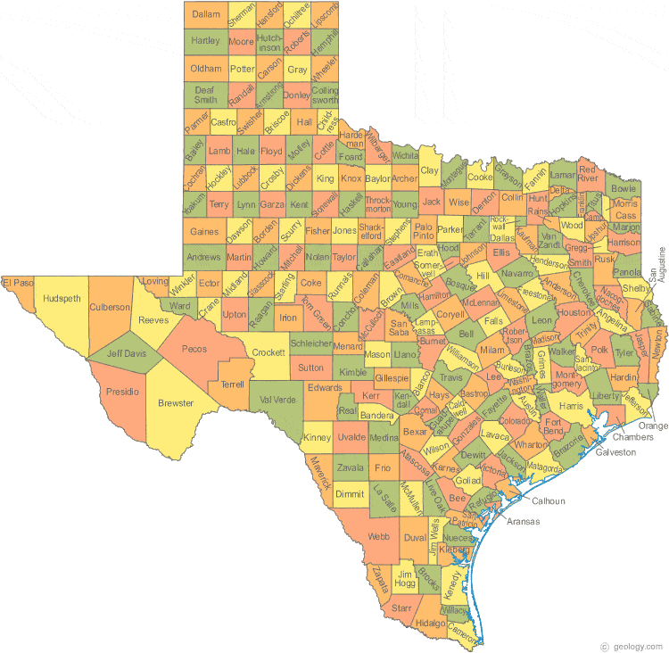 political maps of texas. Texas County Map - Texas