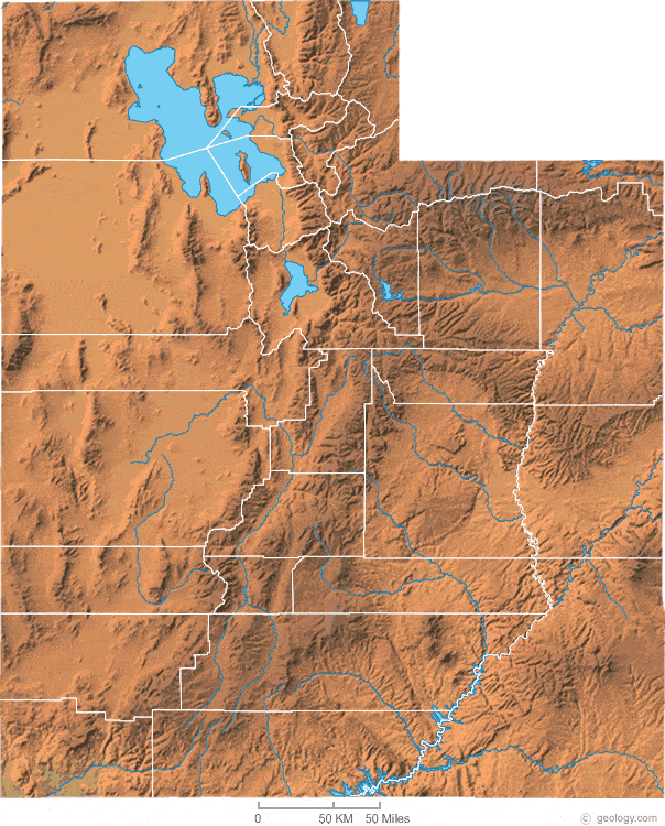 Utah physical map
