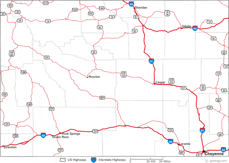 Map of Wyoming Cities - Wyoming Road Map