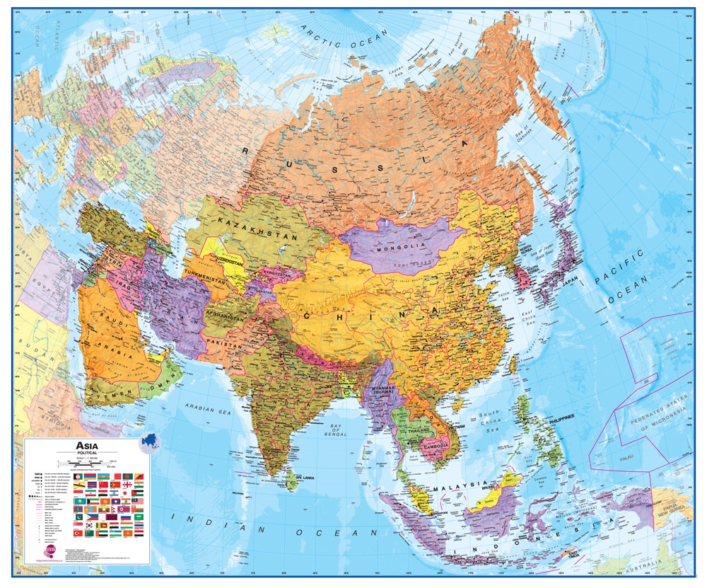 Wall Map of Asia - Large Laminated Political Map
