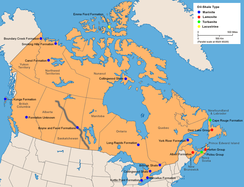 map of canada. Canada#39;s oil-shale deposits
