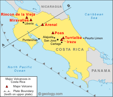 Map Of Costa Rica. location map for Arenal