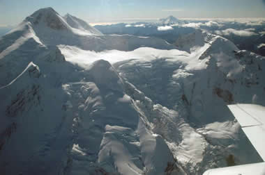 Redoubt summit crater filled with snow and ice.