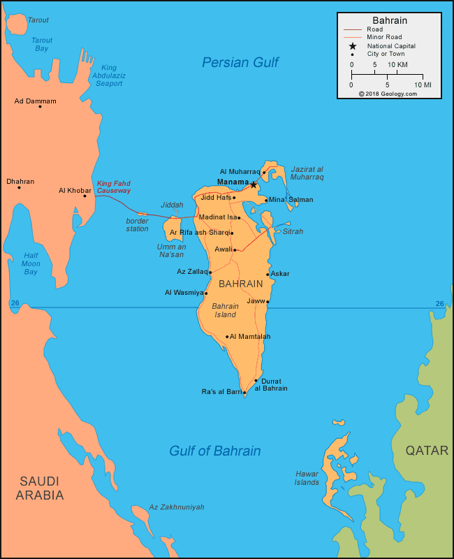 World Map Bahrain