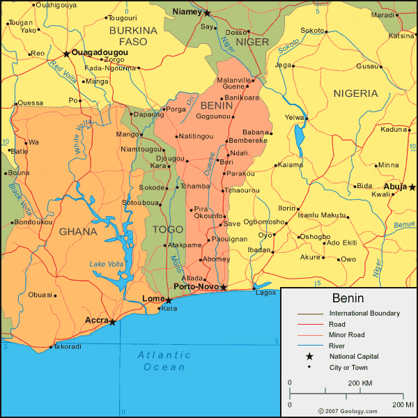 Benin political map