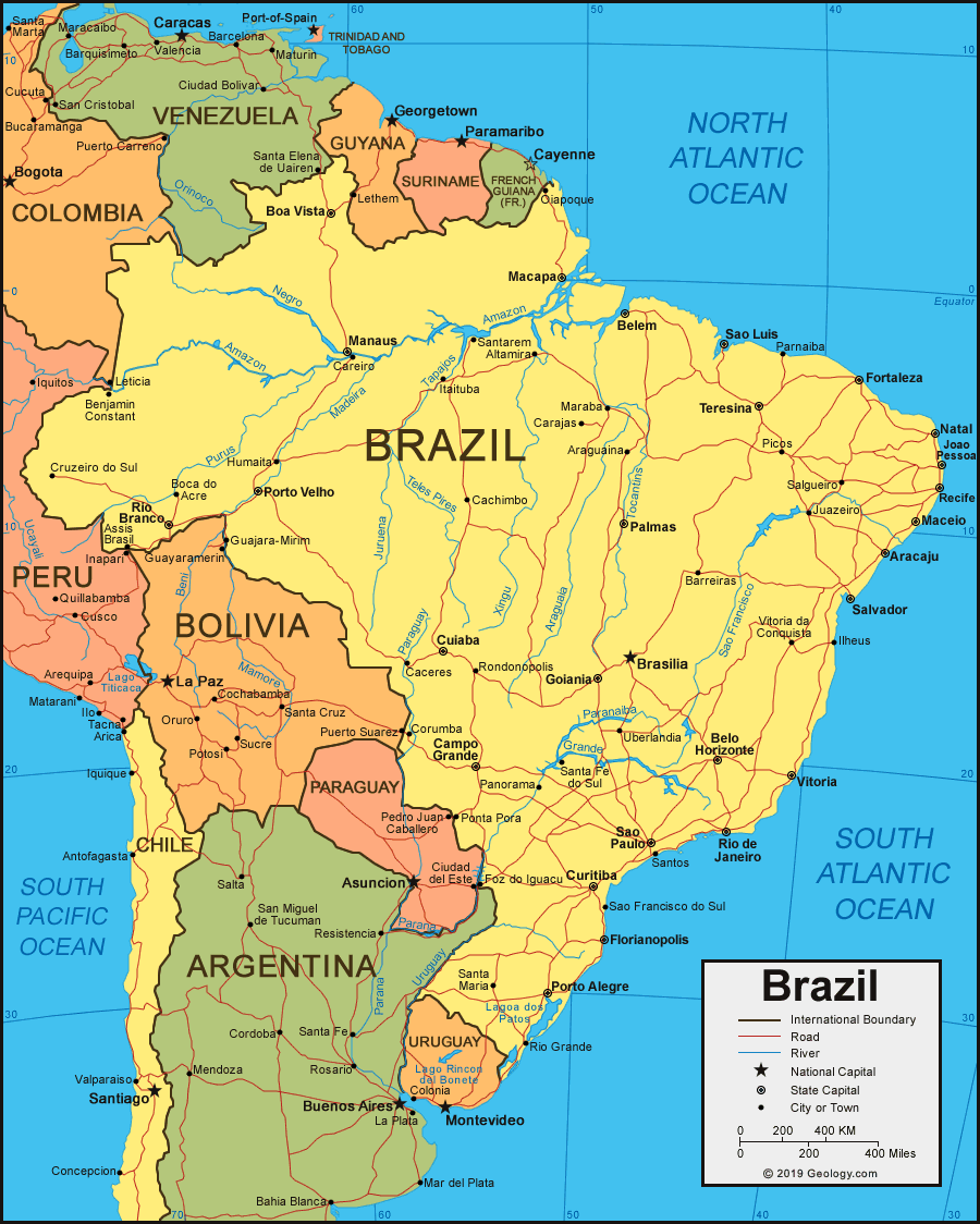 Brazil Map and Satellite Image