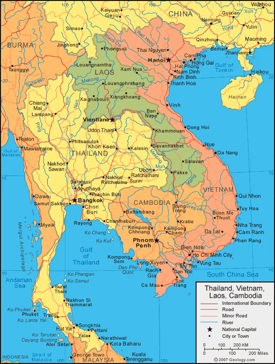 Cambodia Map And Satellite Image