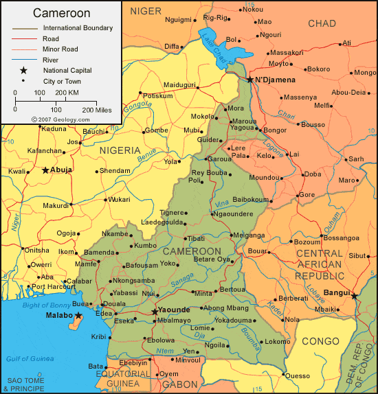 Cameroon political map