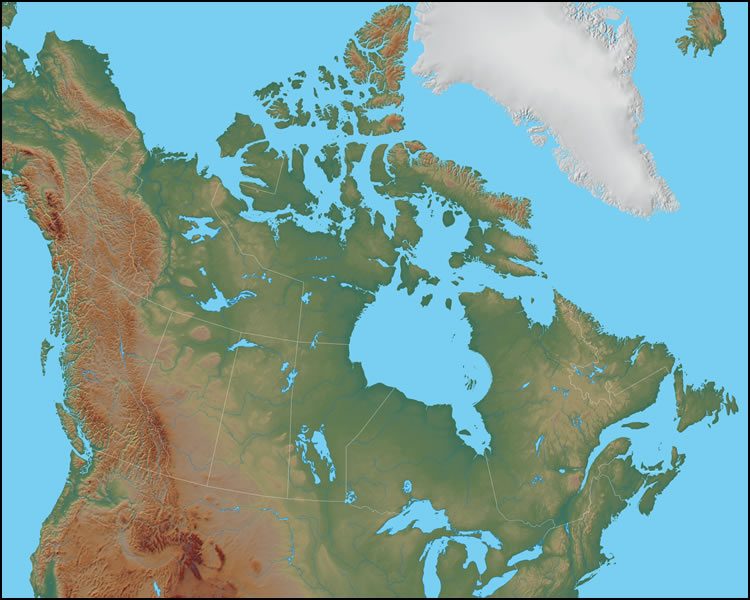 physical map of canada and usa. canada physical map