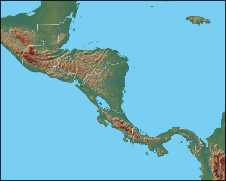 physical map of south america and central america. central america physical map