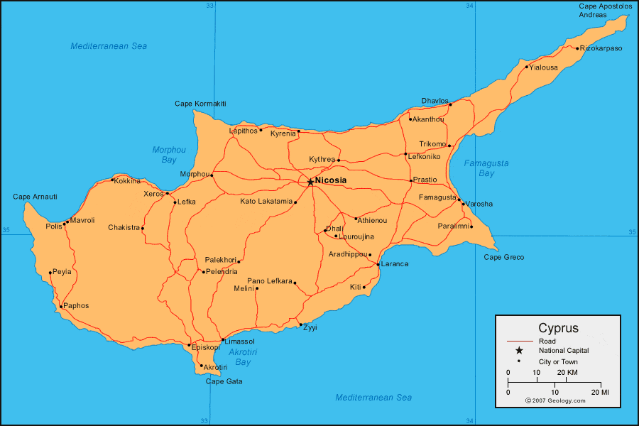maps of cyprus. Cyprus political map