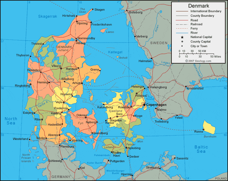 World Map Denmark