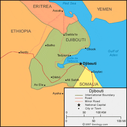 Funny Satellite Images on Physical Map Of Djibouti