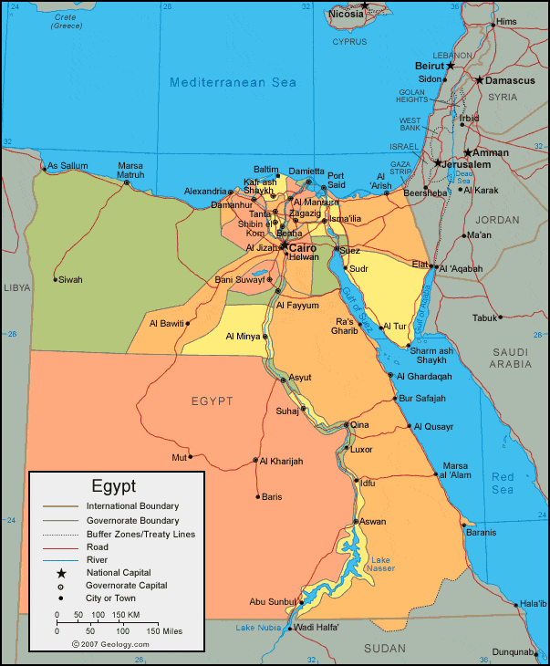 physical maps of egypt. Egypt political map