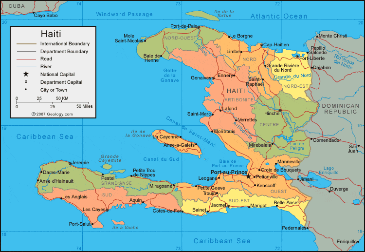 Haiti Map - Haiti Satellite Image - Physical - Political