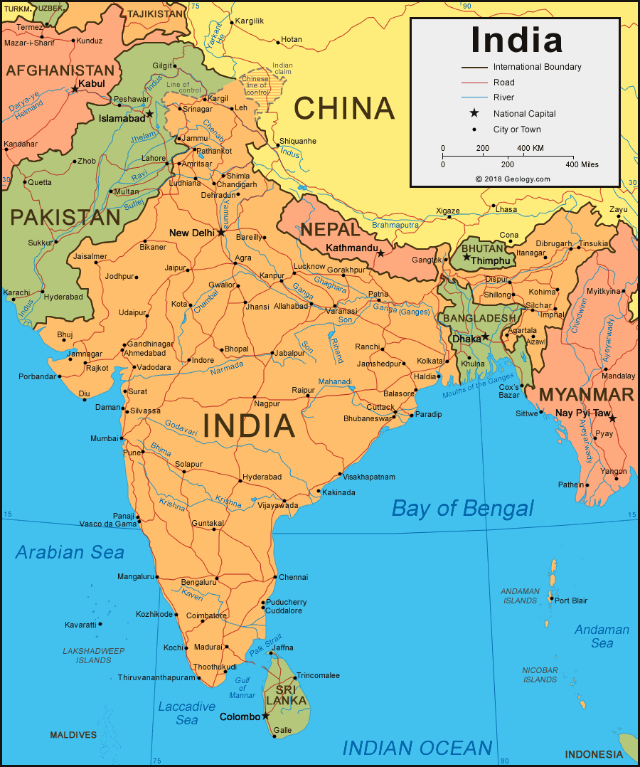 India Map and Satellite Image