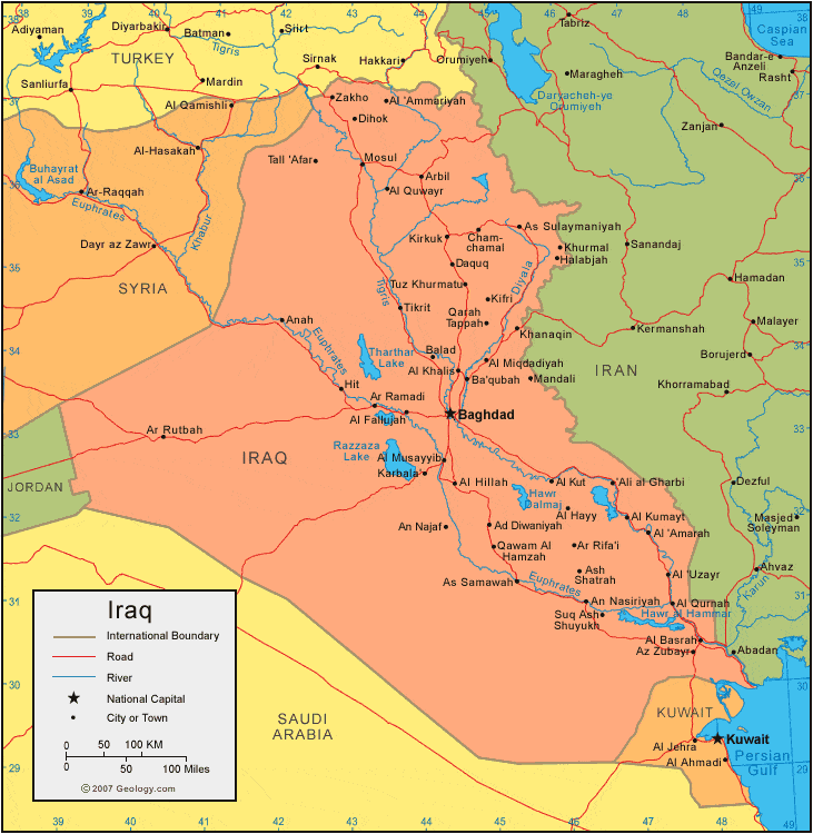 map of iraq. Iraq political map