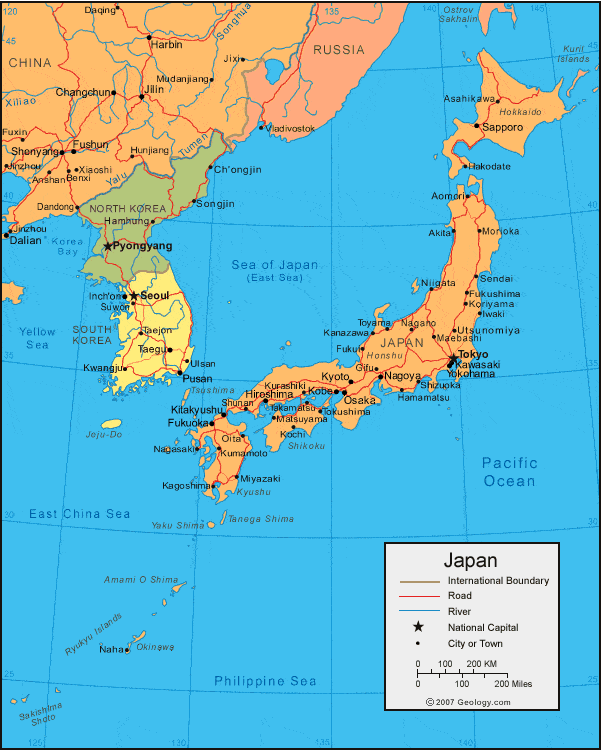 Japan Map and Satellite Image