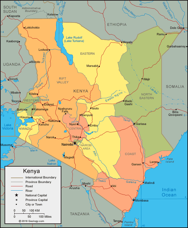 Kenya political map