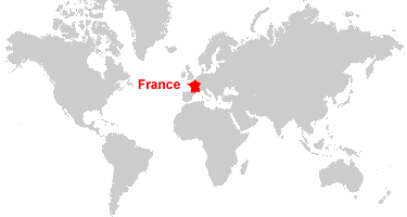 france on a world map