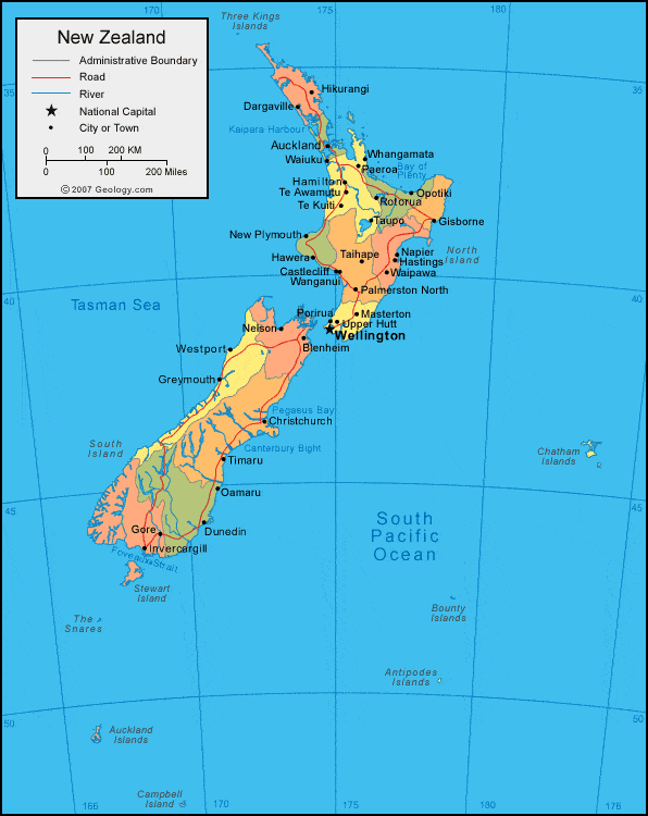 map of new zealand. New Zealand political map