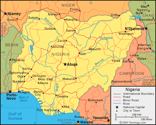 Nigeria Map And Satellite Image