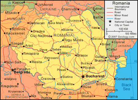 World Map Romania