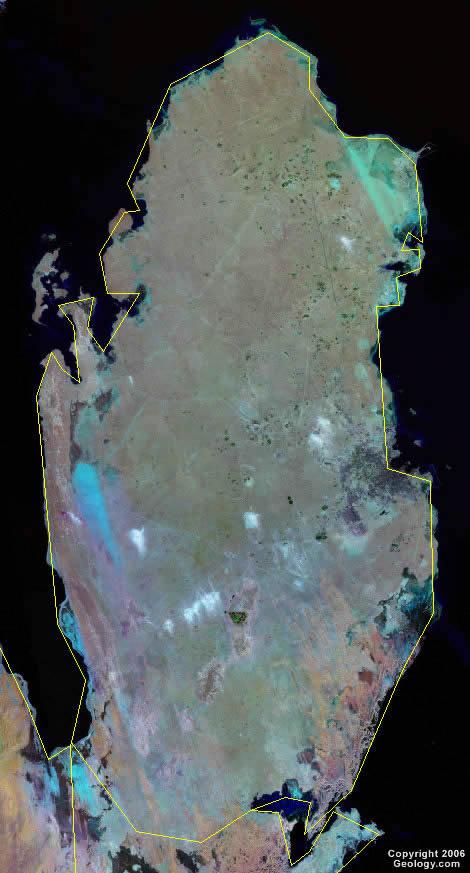 Qatar Map - Qatar Satellite Image - Physical - Political