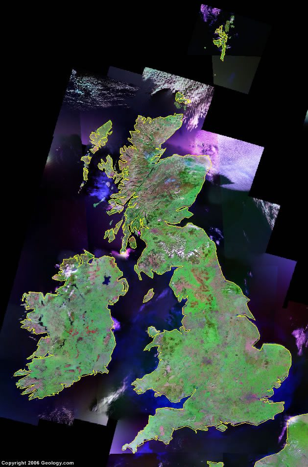 United Kingdom Map And Satellite Image 