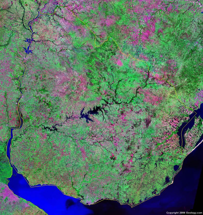 physical map of uruguay. Uruguay satellite photo