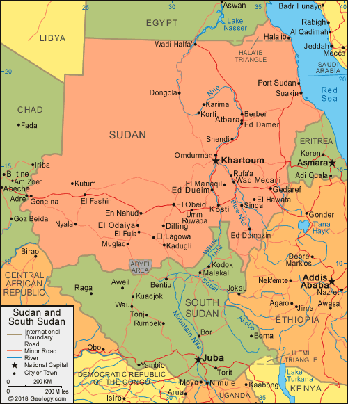 Sudan political map