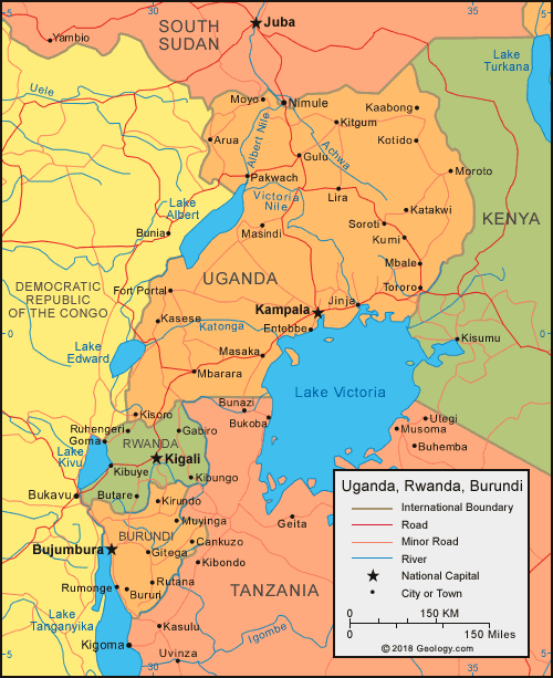 Uganda political map