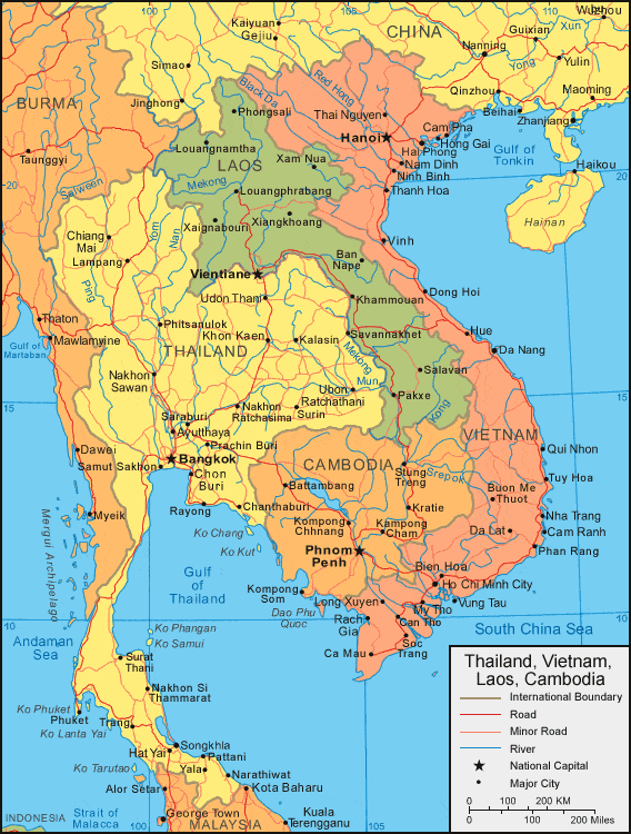 Vietnam Map - Vietnam Satellite Image - Physical - Political