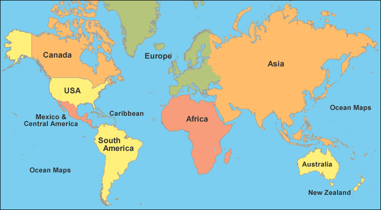 world map asia and europe. Clickable World Map