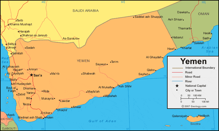 World Map Yemen