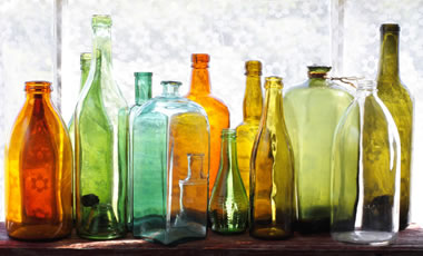 Colored glass bottles