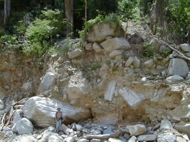 Material deposited by a prehistoric debris flow in northern Venezuela.