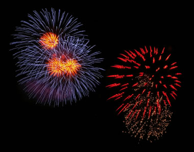 blue and red fireworks