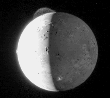 Geyser-like eruption on Jupiter's moon, Io