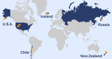Карта гейзеров мира