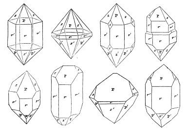 Crystal forms of Herkimer Diamonds