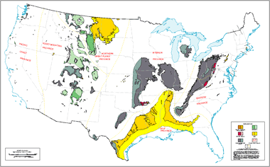 areas underlain by coal