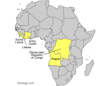 diamond mines in africa map