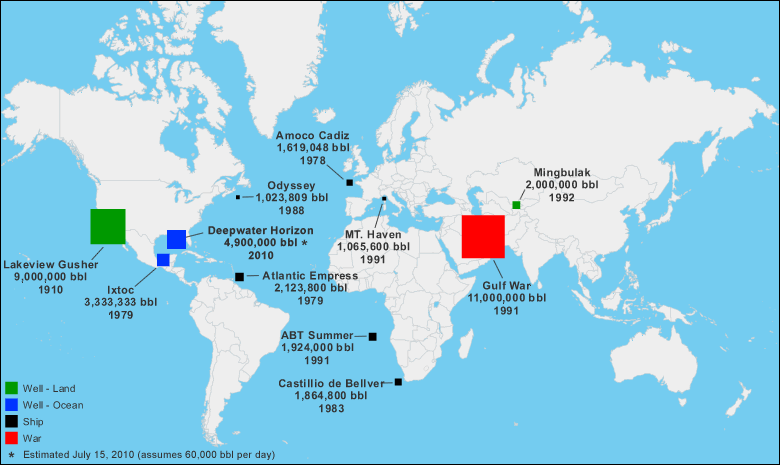 oil rigs around the world map World S Largest Oil Spills Map oil rigs around the world map