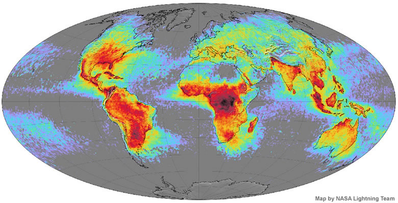 World Lightning Map: Lightning is not uniformly distributed across the  Earth. – CVD