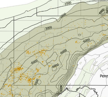map of the Marcellus Shale structure